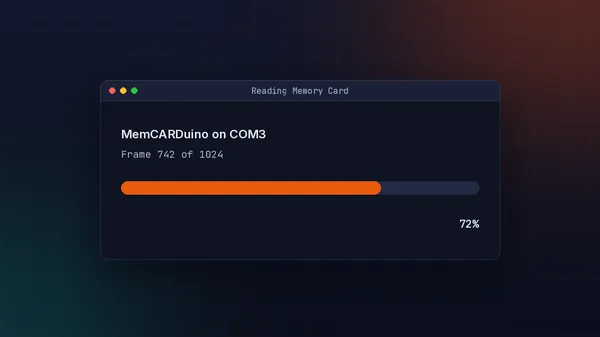 MemcardRex reading a real card: progress while dumping through a reader