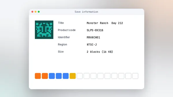 MemcardRex save information: details and the blocks a save uses
